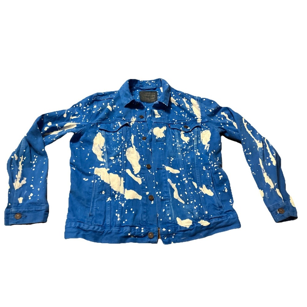 Levi's Blue Denim Jacket with White Paint Splatter